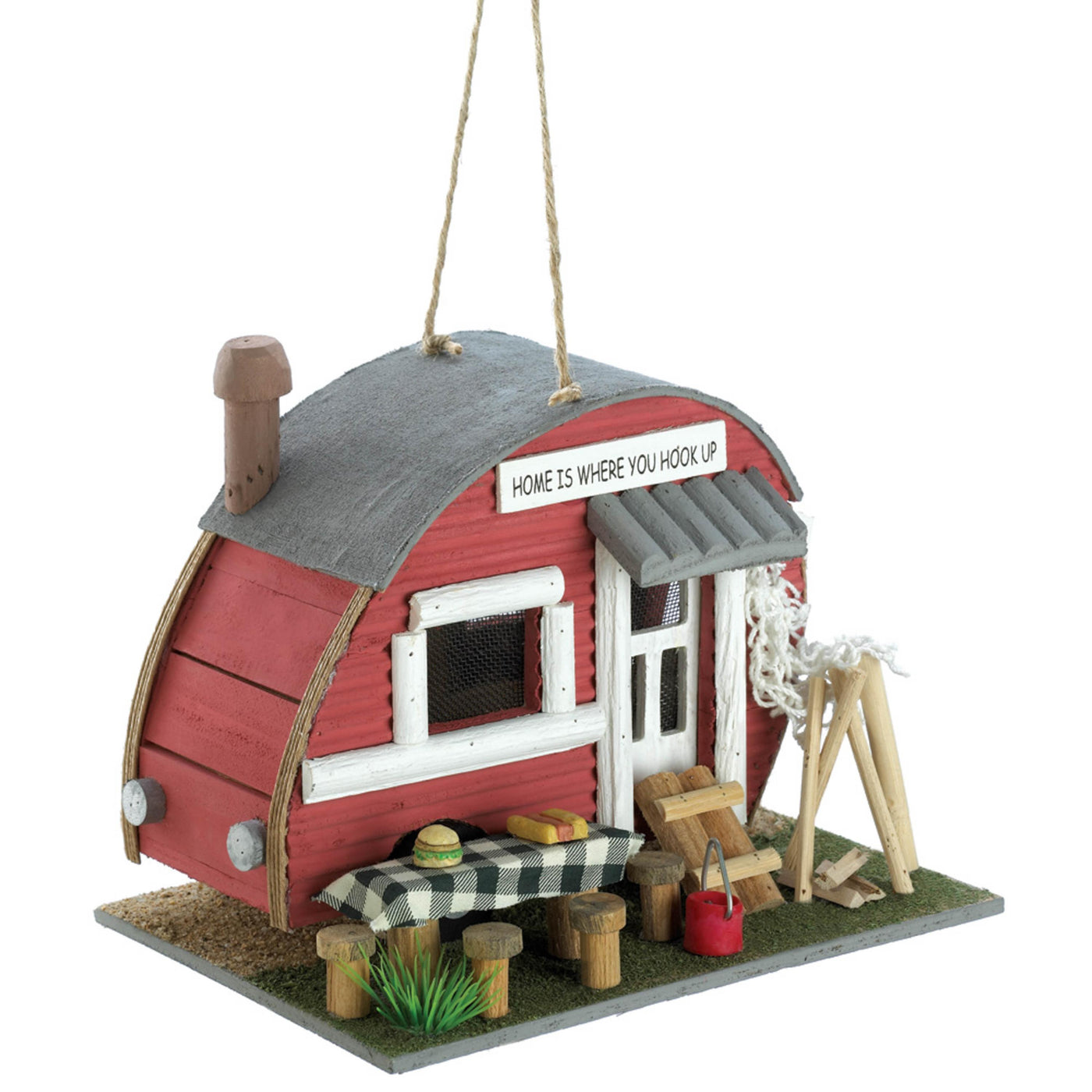 Red Trailer Birdhouse | Vintage Camper Outdoor Birdhouse | Alta's Garden
