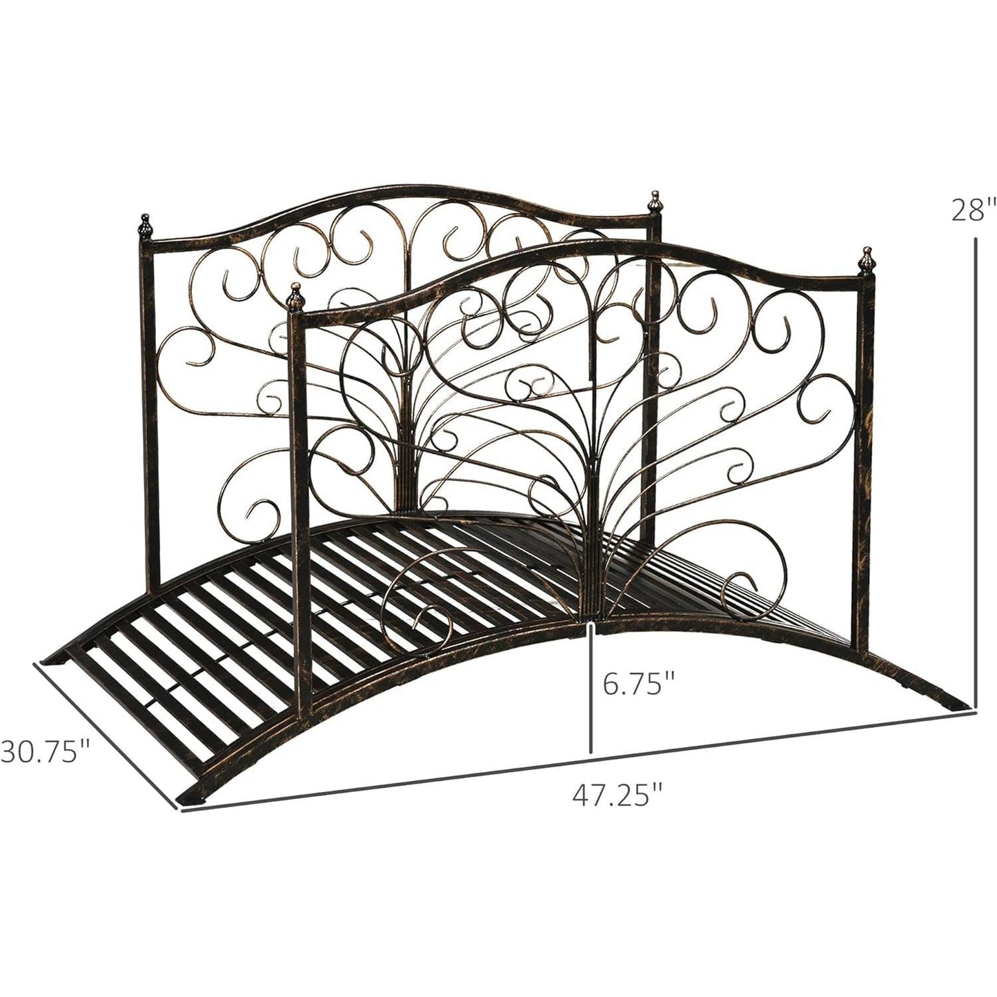 4-ft Metal Garden Bridge with Black Bronze Finish