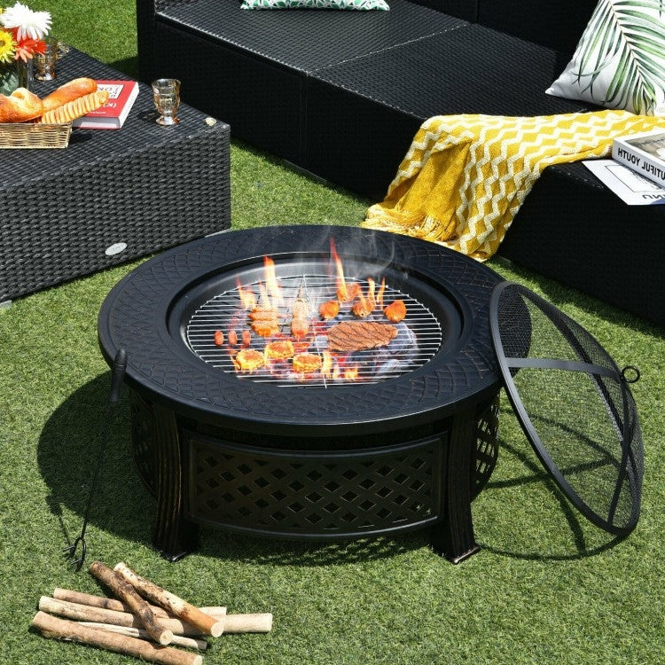 Outdoor Fire Pit Combo with Cooking Grate & Grill