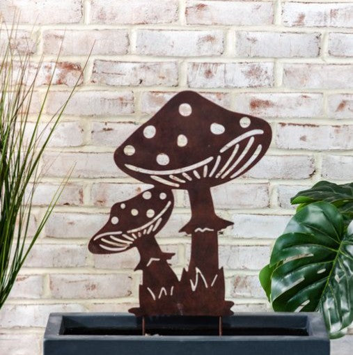 22 Bronze Whimsy Garden Mushroom Stake