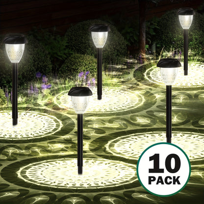 Mandala Pattern Solar Pathway Lights – Bright White LED, 10 pk.