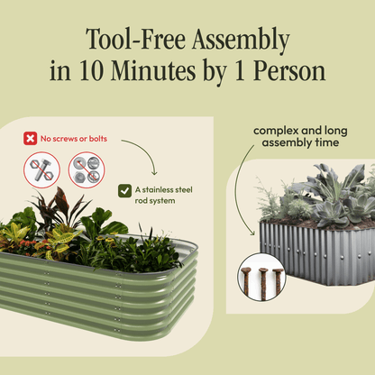 Gro-Rite No Tools Needed Premium Metal Raised Garden Bed Kit – Modular Food-Safe Aluzinc Steel Planter