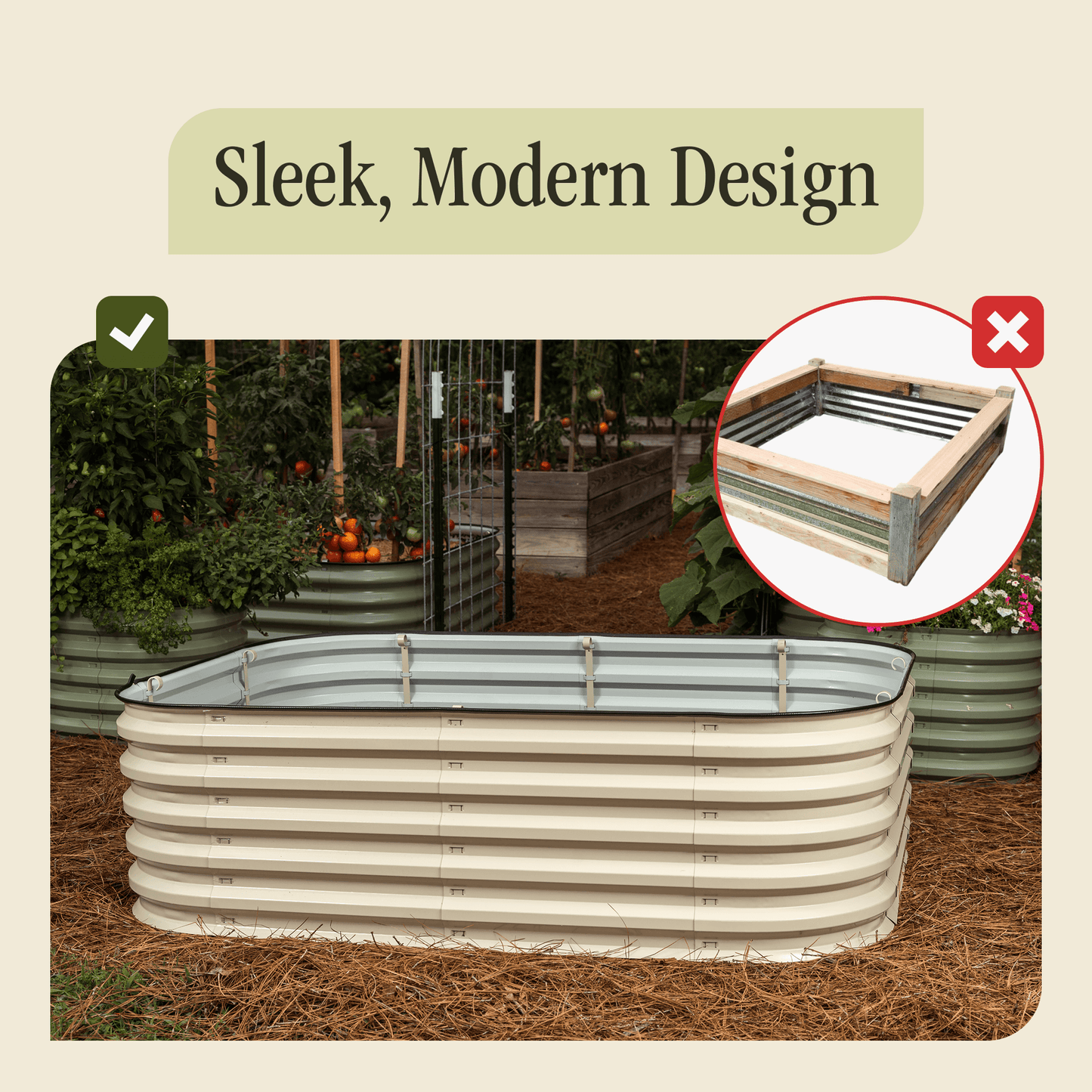 Gro-Rite No Tools Needed Premium Metal Raised Garden Bed Kit – Modular Food-Safe Aluzinc Steel Planter