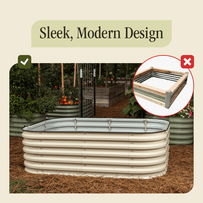 Gro-Rite No Tools Needed Premium Metal Raised Garden Bed Kit – Modular Food-Safe Aluzinc Steel Planter