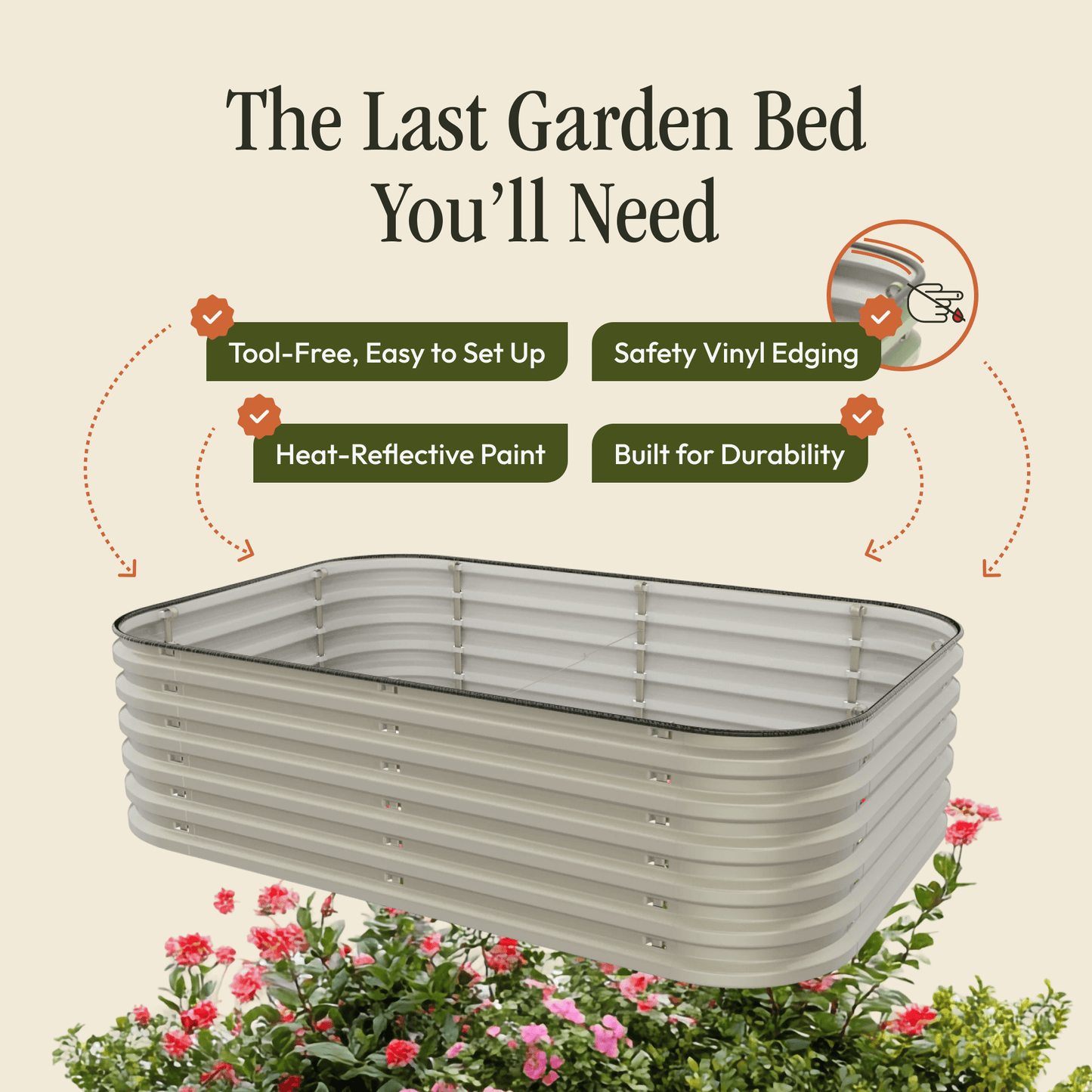 Gro-Rite No Tools Needed Premium Metal Raised Garden Bed Kit – Modular Food-Safe Aluzinc Steel Planter