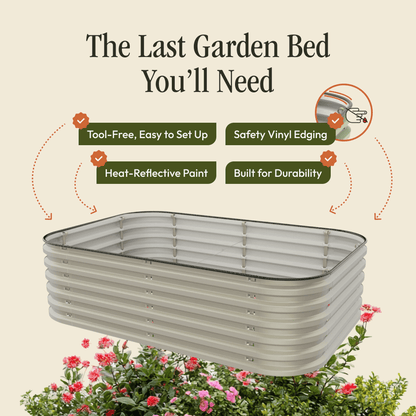 Gro-Rite No Tools Needed Premium Metal Raised Garden Bed Kit – Modular Food-Safe Aluzinc Steel Planter