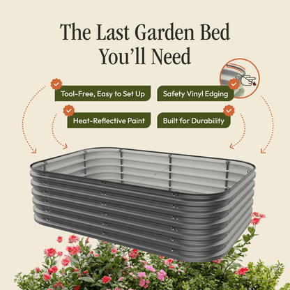 Gro-Rite No Tools Needed Premium Metal Raised Garden Bed Kit – Modular Food-Safe Aluzinc Steel Planter