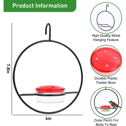 3-Piece Stackable Hanging Hummingbird Feeder – Metal Frame with Red Bowls