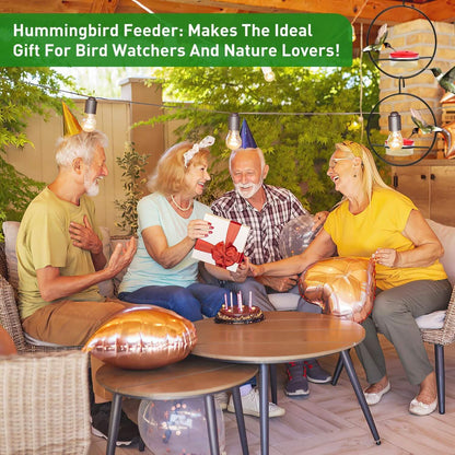 3-Piece Stackable Hanging Hummingbird Feeder – Metal Frame with Red Bowls