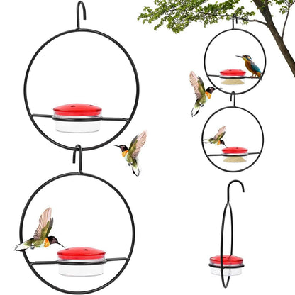 3-Piece Stackable Hanging Hummingbird Feeder – Metal Frame with Red Bowls