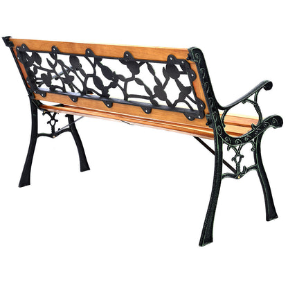 Elegant Cast Iron & Wood Outdoor Garden Bench – Durable 3-Seat Comfort