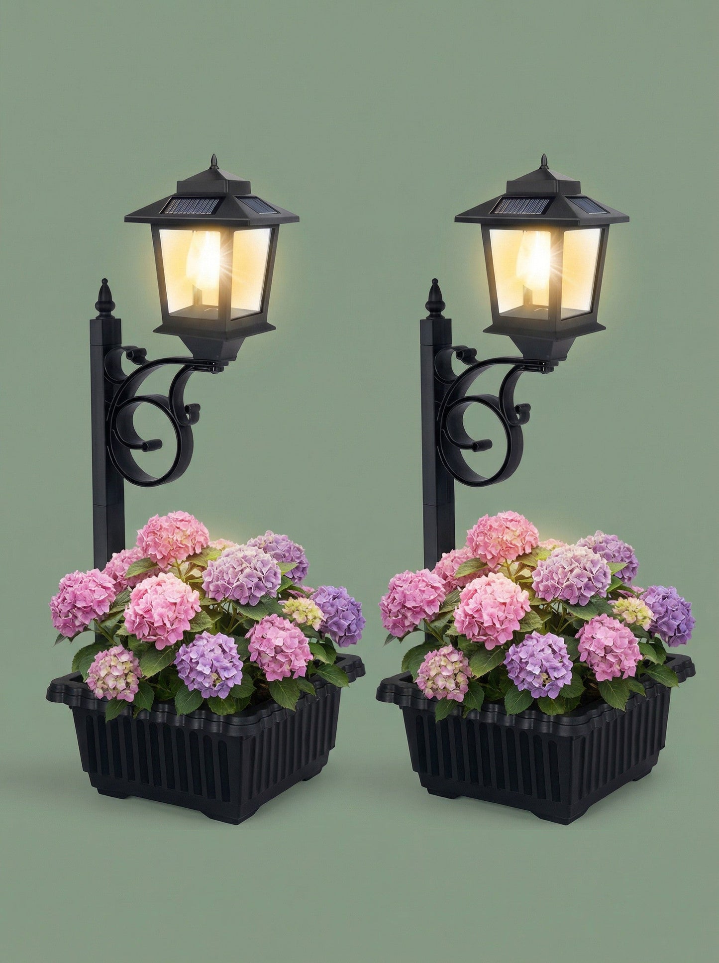Solar Lamp Post with Flower Pot