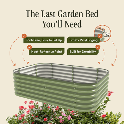 Gro-Rite No Tools Needed Premium Metal Raised Garden Bed Kit – Modular Food-Safe Aluzinc Steel Planter