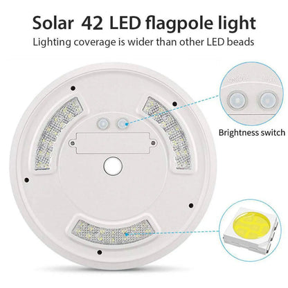 42 LED Flagpole Solar Lights with Adjustable Brightness & IP55 Waterproof