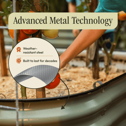Gro-Rite No Tools Needed Premium Metal Raised Garden Bed Kit – Modular Food-Safe Aluzinc Steel Planter