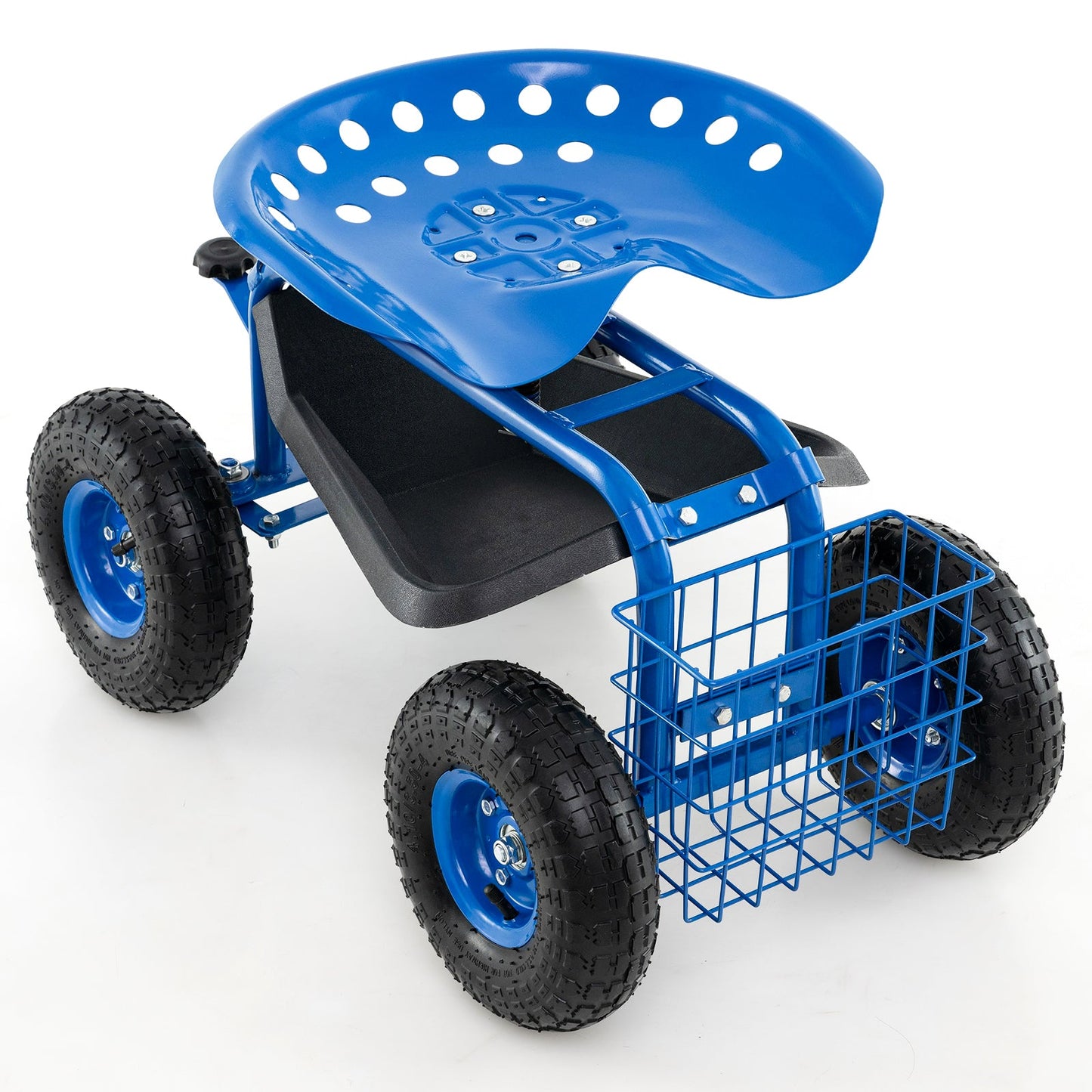 Rolling Garden Seat with Tool Tray & Storage Basket