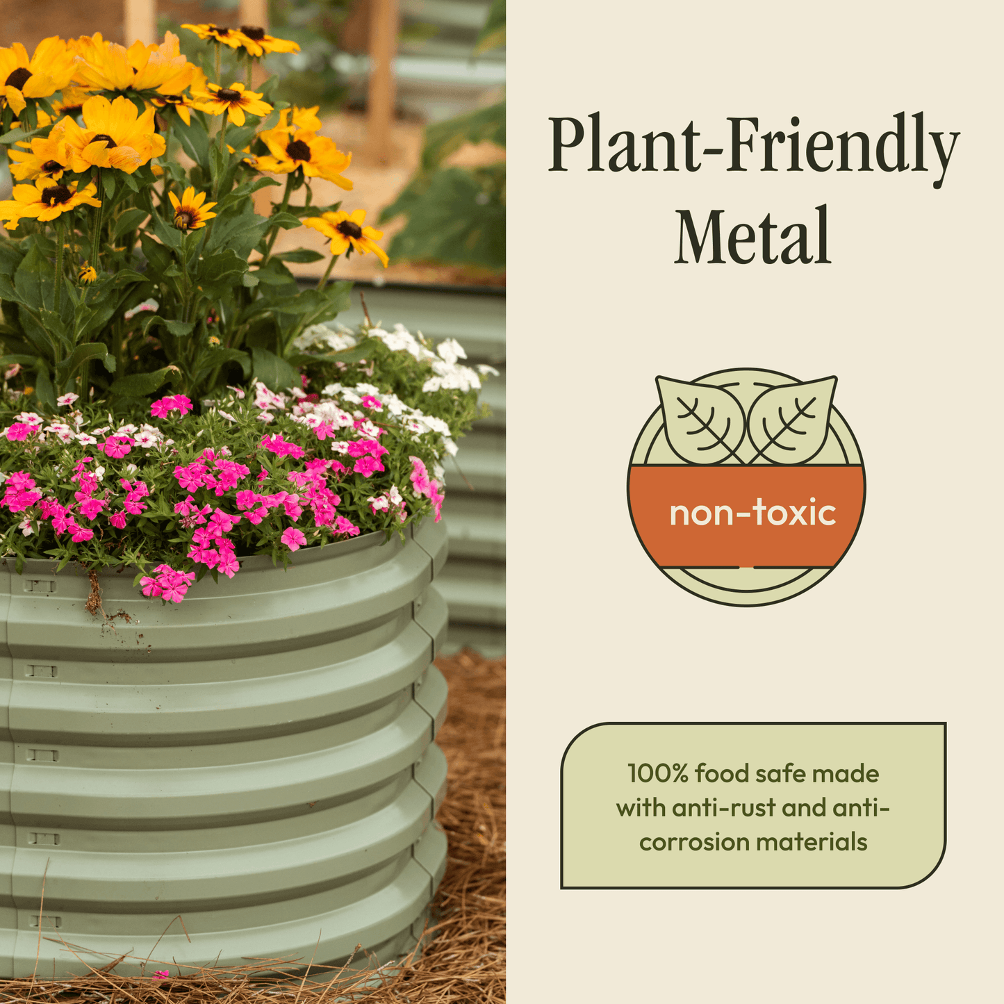 Gro-Rite No Tools Needed Premium Metal Raised Garden Bed Kit – Modular Food-Safe Aluzinc Steel Planter