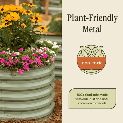 Gro-Rite No Tools Needed Premium Metal Raised Garden Bed Kit – Modular Food-Safe Aluzinc Steel Planter