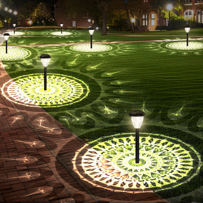 Mandala Pattern Solar Pathway Lights – Bright White LED, 10 pk.