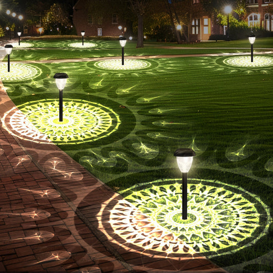 Mandala Pattern Solar Pathway Lights – Bright White LED, 10 pk.