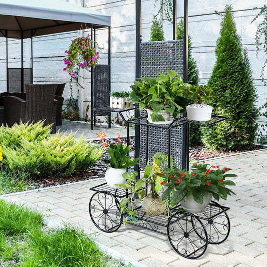 6-Tier Metal Plant Stand – Garden Cart Style Display Rack