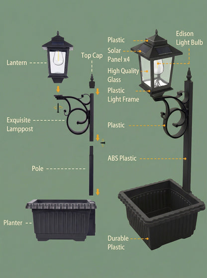 Solar Lamp Post with Flower Pot