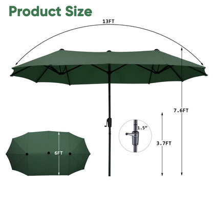 13 ft Double-Sided Patio Umbrella – Extra-Large Outdoor Shade Canopy