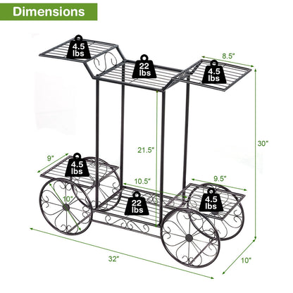 6-Tier Metal Plant Stand – Garden Cart Style Display Rack