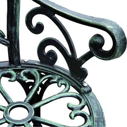 40-Inch Antique Green Metal Garden Bench with Backrest – Elegant Outdoor Seating