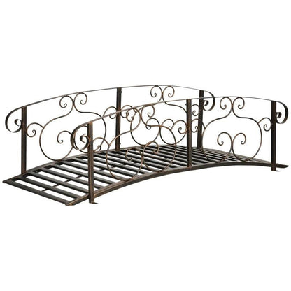 6-ft Vintage Bronze Garden Bridge with Side Rails | Outdoor Arch Bridge