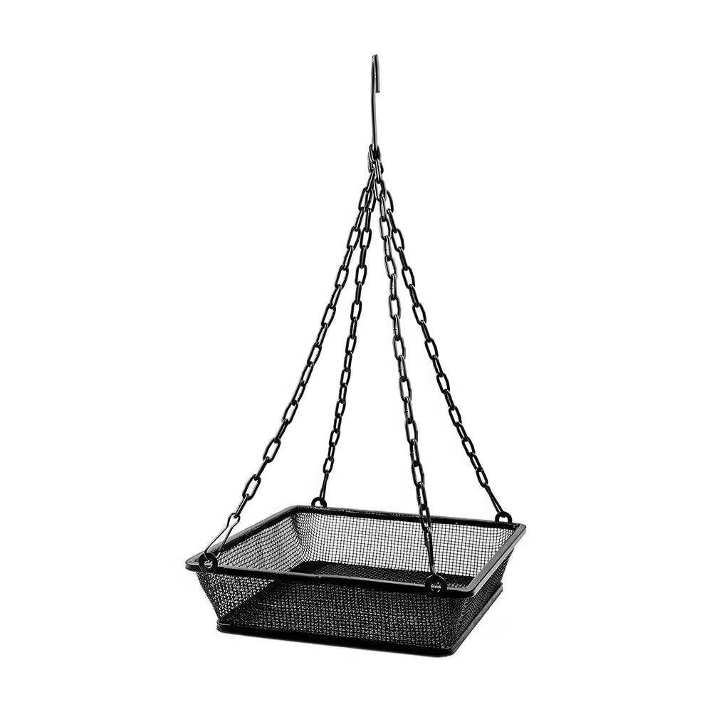 Heavy Duty Black Iron Mesh Bird Feeder Tray – Hanging Platform Feeder