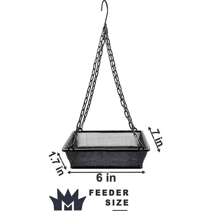 Heavy Duty Black Iron Mesh Bird Feeder Tray – Hanging Platform Feeder
