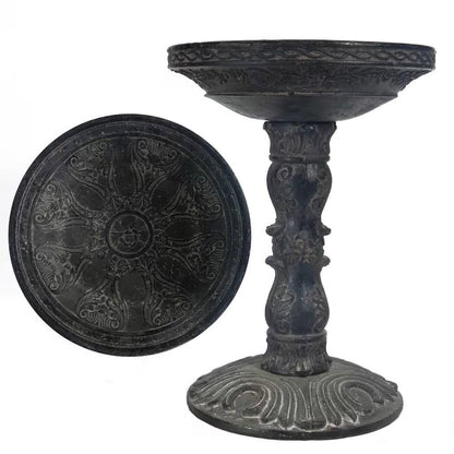 Fiberglass Stone Bird Bath – Black Charcoal Classic Garden Accent