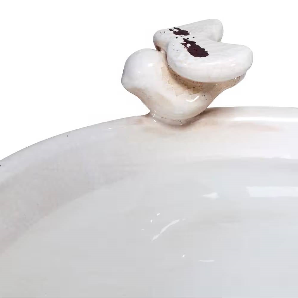 Off-White Ceramic Birdbath – Antique Light-Brown Garden Elegance