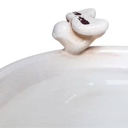 Off-White Ceramic Birdbath – Antique Light-Brown Garden Elegance