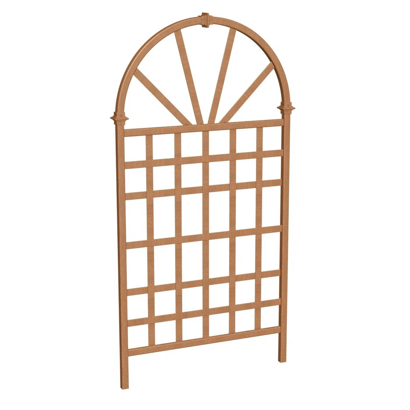 77" Outdoor Vinyl Garden Trellis with Arched Top (Light Brown)