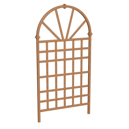 77" Outdoor Vinyl Garden Trellis with Arched Top (Light Brown)