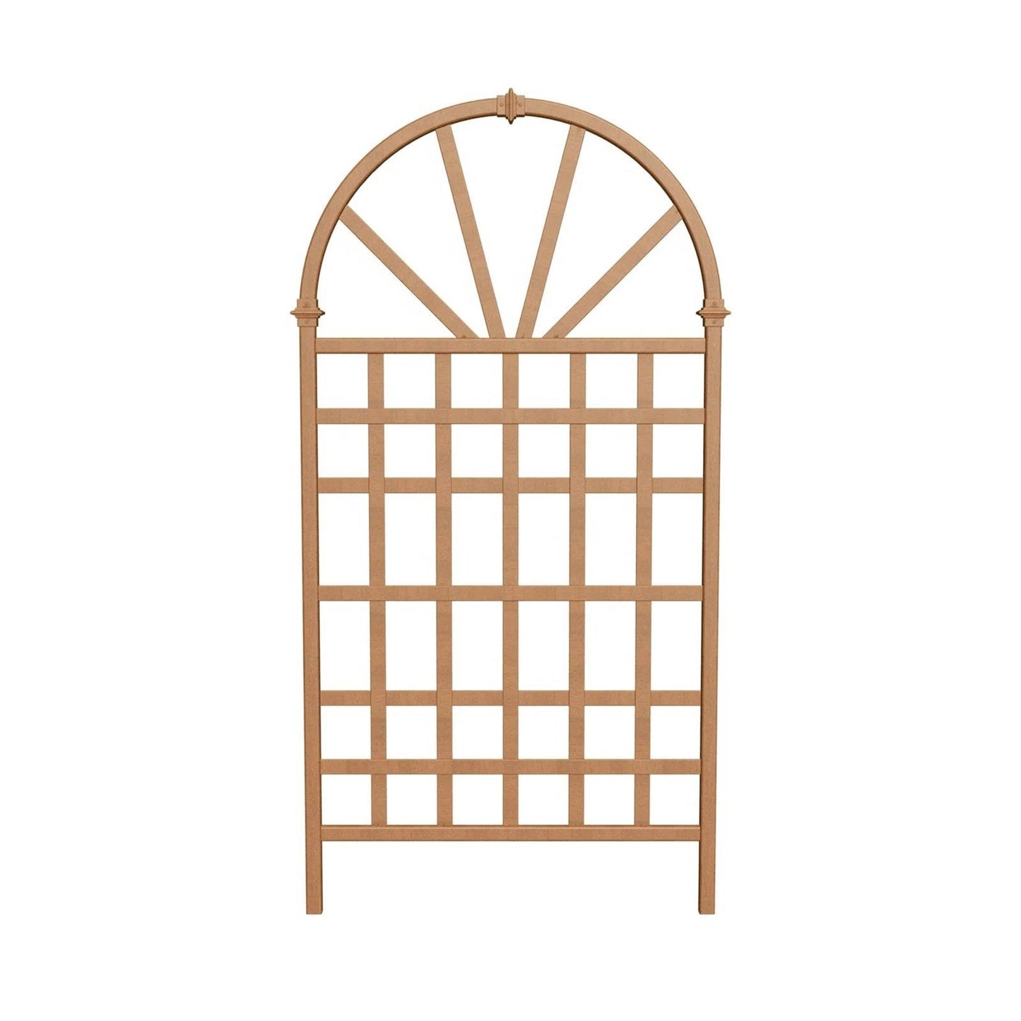 77" Outdoor Vinyl Garden Trellis with Arched Top (Light Brown)