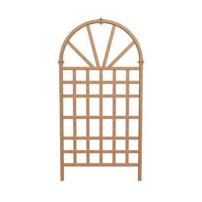 77" Outdoor Vinyl Garden Trellis with Arched Top (Light Brown)