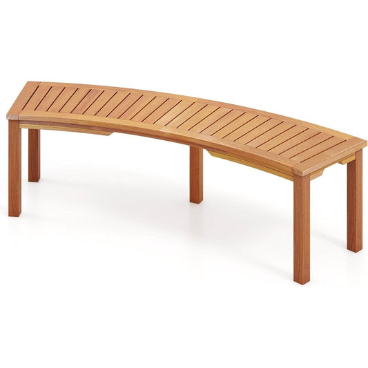 Curved Acacia Wood 2-Person Garden Bench
