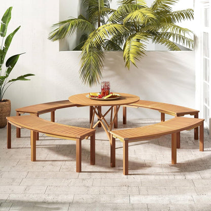 Curved Acacia Wood 2-Person Garden Bench
