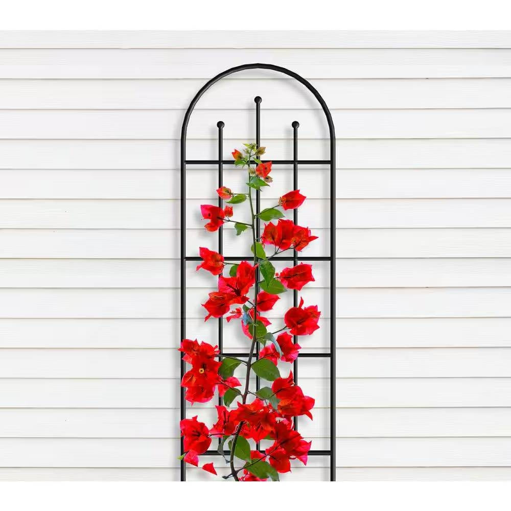 80" Black Steel Garden Trellis with Powder-Coated Finish