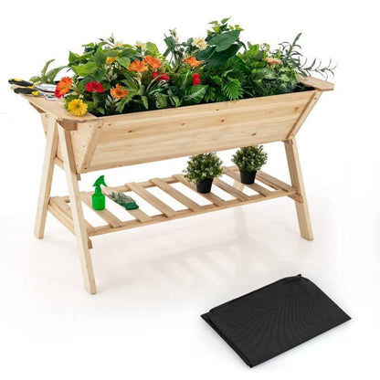 Farmhouse 2-Tier Wooden Raised Garden Planter Box
