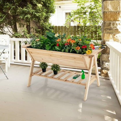 Farmhouse 2-Tier Wooden Raised Garden Planter Box