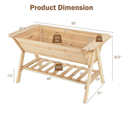Farmhouse 2-Tier Wooden Raised Garden Planter Box