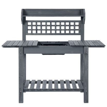 Wooden Potting Bench with Expandable Top & Sink