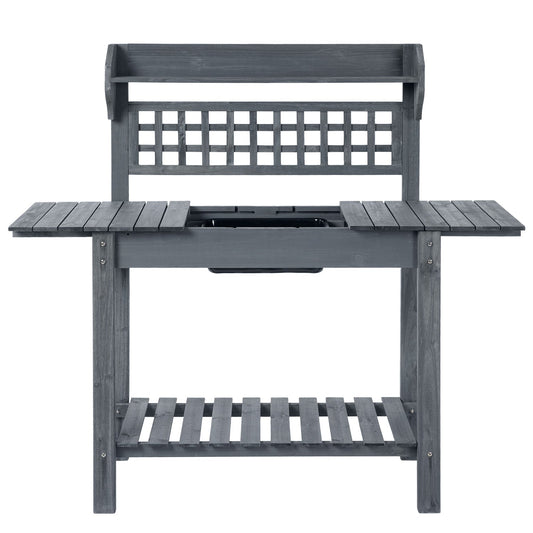Wooden Potting Bench with Expandable Top & Sink