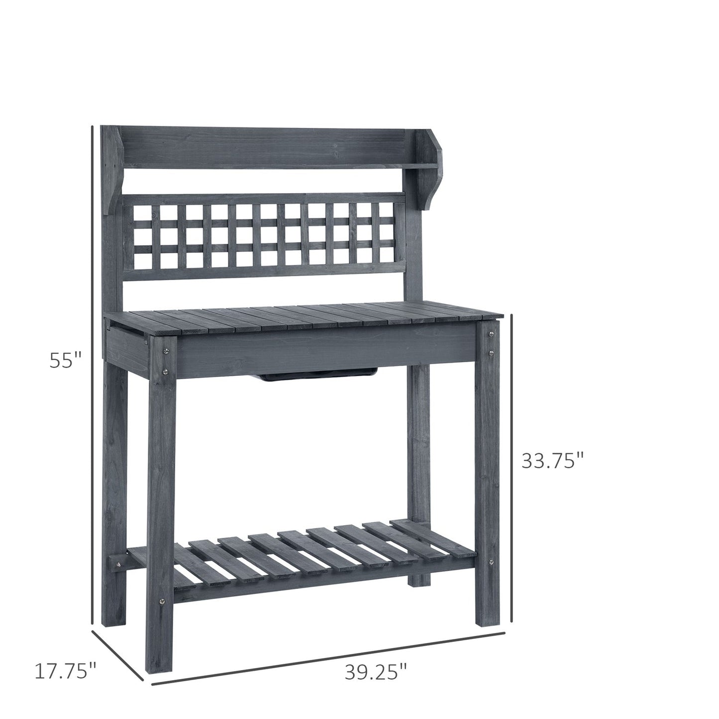 Wooden Potting Bench with Expandable Top & Sink