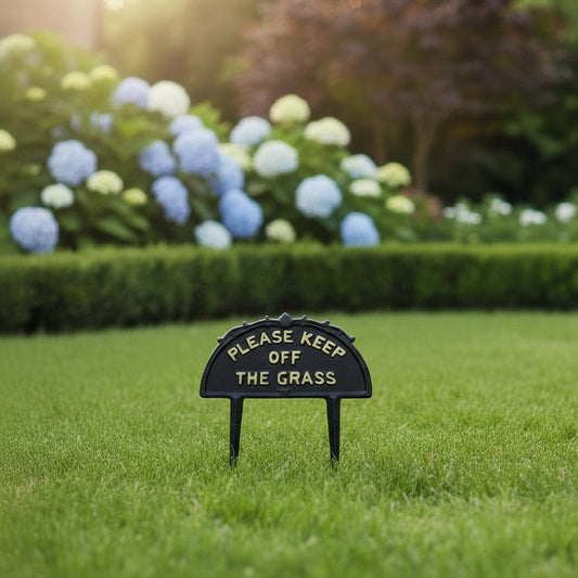 "Please Keep Off the Grass" Cast Iron Garden Stake Sign