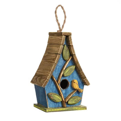 Farmhouse Solid Wood Hanging Birdhouse – Rustic Garden Charm